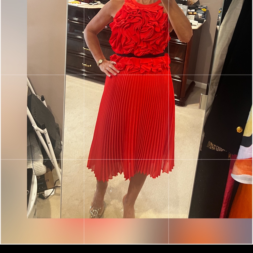 Bcbgmaxazria Red Halter Pleated Cocktail Dress Nwt